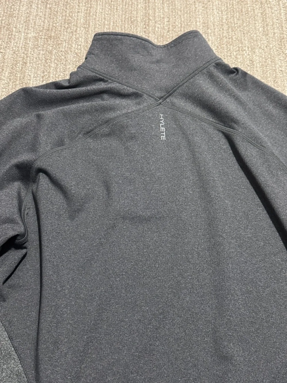 Hylete Mens Size L Gray Flexion II Quarter Zip Jacket Thumbholes Performance